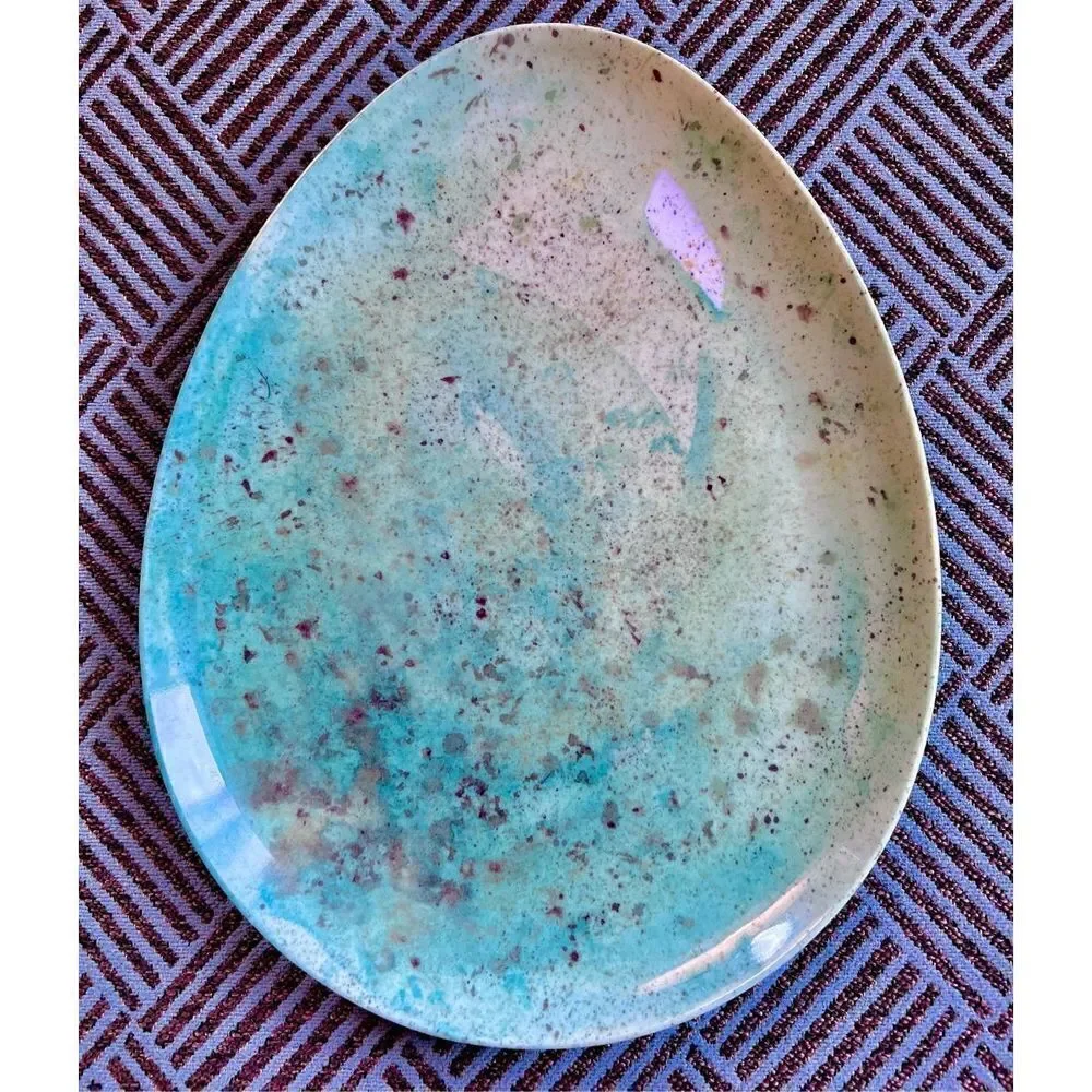 8 Easter Egg Spring Well Dressed Home Speckled Egg Shaped Melamine Plates